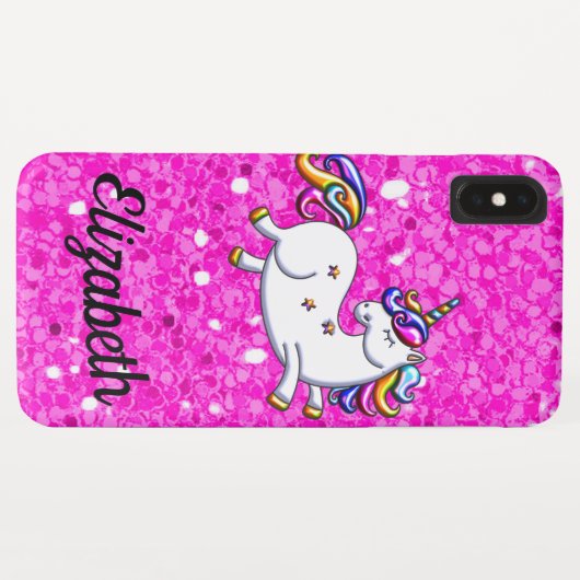 Rosa Glitzer Einhorn Case-Mate iPhone Hülle (Rückseite (Horizontal))