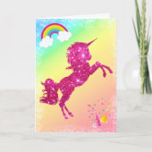 Rosa Glitzer Einhorn Karte (Vorderseite)
