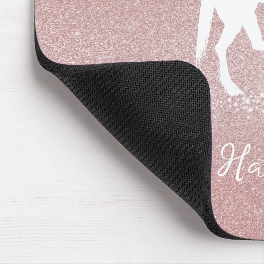 Rosa Glitzer Einhorn-Maus-Pad Mousepad (Ecke)