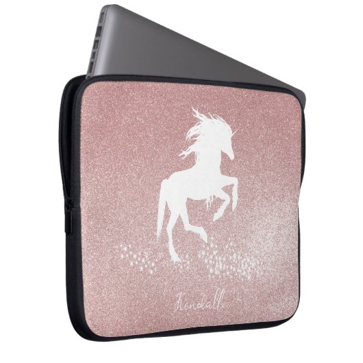 Rosa Glitzer Einhorn Notebook-Sieb Laptopschutzhülle (Vorne Rechts)