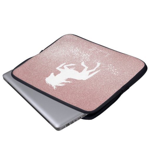 Rosa Glitzer Einhorn Notebook-Sieb Laptopschutzhülle (Vorne Knopf)