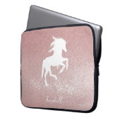 Rosa Glitzer Einhorn Notebook-Sieb Laptopschutzhülle (Vorderseite Links)