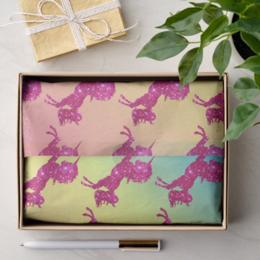 Rosa Glitzer Einhorn Seidenpapier (Geschenk)