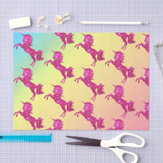 Rosa Glitzer Einhorn Seidenpapier (Handwerk)