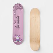 Rosa Glitzer Einhorn Skateboard (Vorderseite)