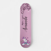 Rosa Glitzer Einhorn Skateboard (Vorne)
