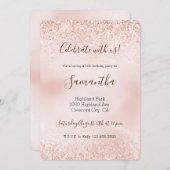Rosa Glitzer Einladung (Vorne/Hinten)