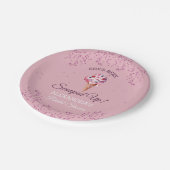 Rosa Glitzer Eiscreme-Brautparty Pappteller (Schrägansicht)