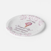 Rosa Glitzer-Eiscreme-Brautparty Pappteller (Schrägansicht)