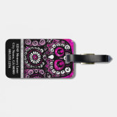Rosa Glitzer Elegante Black Girly Travel Bird Owl Gepäckanhänger (Rückseite horizontal)