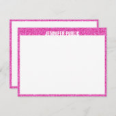 Rosa Glitzer Elegantes Template Modernes Design Mitteilungskarte (Vorne/Hinten)