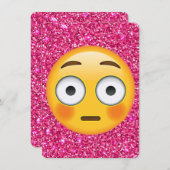 Rosa Glitzer Emoji Einladung (Vorne/Hinten)