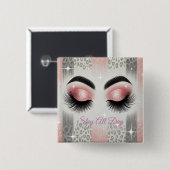 Rosa Glitzer Eyelashes Button (Vorne & Hinten)
