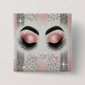 Rosa Glitzer Eyelashes Button (Vorderseite)