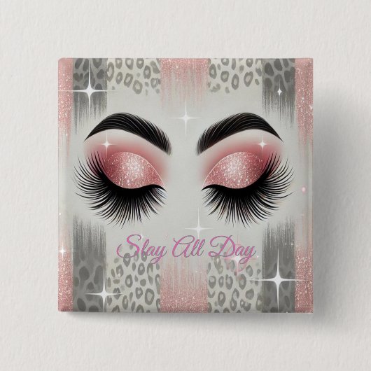 Rosa Glitzer Eyelashes Button (Vorderseite)