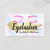 Rosa Glitzer Eyelashes | Gold gebürstet | Schönhei Visitenkarte (Vorderseite)