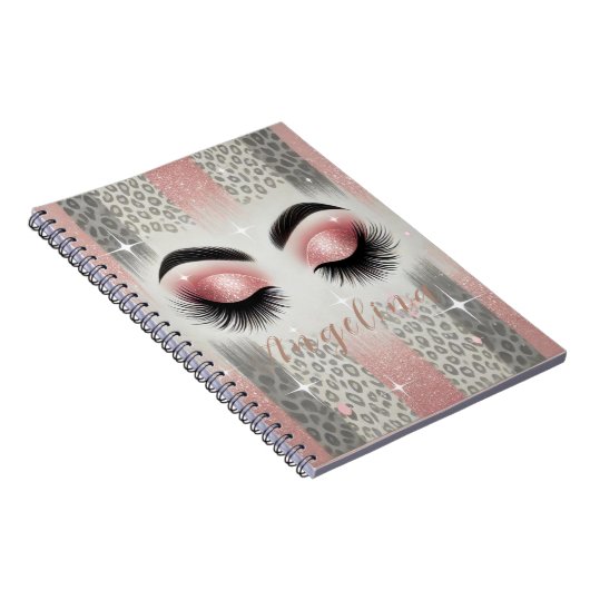 Rosa Glitzer Eyelashes Notebook Notizblock (Rechte Seite)