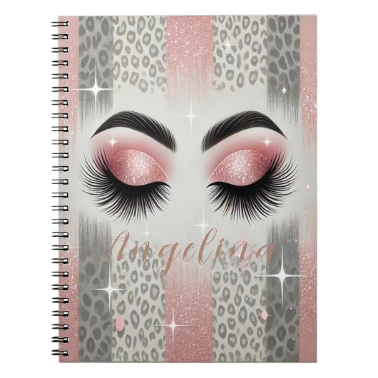 Rosa Glitzer Eyelashes Notebook Notizblock (Vorderseite)