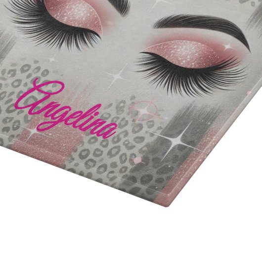 Rosa Glitzer Eyelashes Schneidebrett (Ecke)