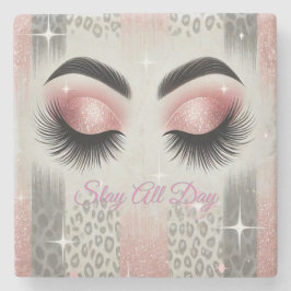 Rosa Glitzer Eyelashes Steinuntersetzer