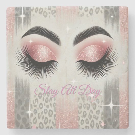 Rosa Glitzer Eyelashes Steinuntersetzer (Vorderseite)