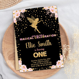 Rosa Glitzer Fairy Geburtstagseinladungen Einladung