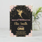 Rosa Glitzer Fairy Geburtstagseinladungen Einladung (Stehend Vorderseite)