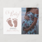 Rosa Glitzer Feet Babydusche Einladung Postkarte (Vorderseite)