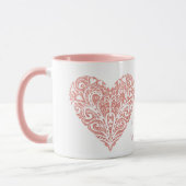 Rosa Glitzer Filigree Personalisiert Valentine Tas Tasse (Links)