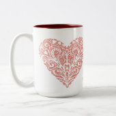 Rosa Glitzer Filigree Personalisiert Valentine Tas Zweifarbige Tasse (Links)