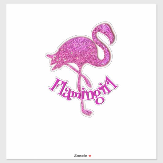 Rosa Glitzer flamingo - anpassbarer Text Aufkleber (Blatt)