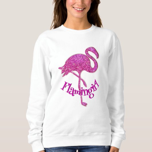 Rosa Glitzer flamingo - anpassbarer Text Sweatshirt (Vorderseite)