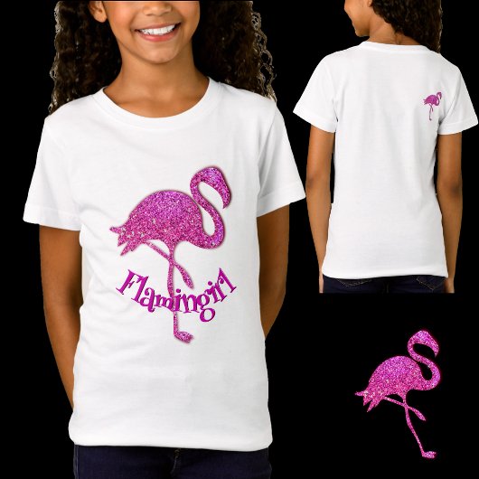 Rosa Glitzer flamingo - anpassbarer Text T-Shirt