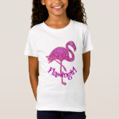 Rosa Glitzer flamingo - anpassbarer Text T-Shirt (Vorderseite)