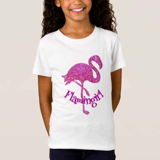 Rosa Glitzer flamingo - anpassbarer Text T-Shirt (Vorderseite)