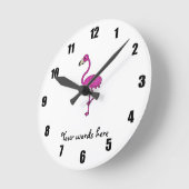 Rosa Glitzer Flamingo Runde Wanduhr (Winkel)