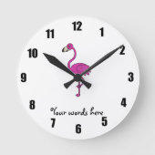 Rosa Glitzer Flamingo Runde Wanduhr (Vorderseite)