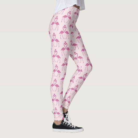 Rosa Glitzer Flamingo Valentine's Day Leggings (Rechts)