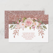 Rosa Glitzer floral Begleitkarte (Vorne/Hinten)