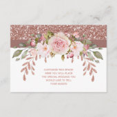 Rosa Glitzer floral Begleitkarte (Vorderseite)