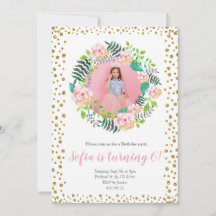 Rosa Glitzer Floral Confetti | Mädchen zum Geburts