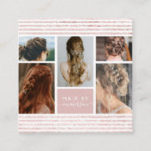 Rosa Glitzer Foto Collage Haare Stylist Quadratische Visitenkarte (Vorderseite)