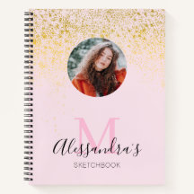 Rosa Glitzer Foto Monogram Sketchbook Editor