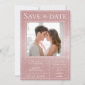 Rosa Glitzer Foto Save the Date (Vorderseite)