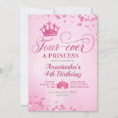 Rosa Glitzer Fourever a Princess Birthday Einladung (Vorderseite)