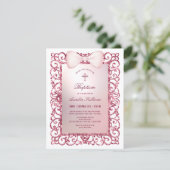 Rosa Glitzer Frame Bow Taufe Einladung (Stehend Vorderseite)