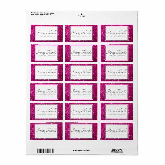 Rosa Glitzer funkeln personalisiert Adressaufkleber (Vorne)