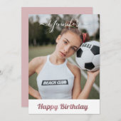 Rosa Glitzer Fußballliebhaberin Geburtstagsfeier (Vorne/Hinten)