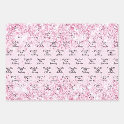 Rosa Glitzer, Geburtsname Geschenkpapier Set (Vorderseite)