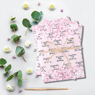 Rosa Glitzer, Geburtsname Geschenkpapier Set